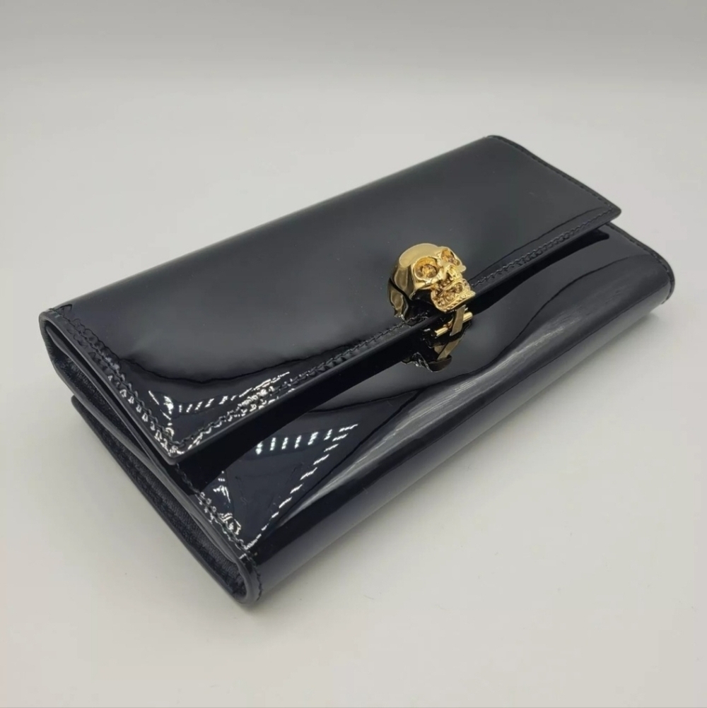 ALEXANDER McQUEEN Black Patent Leather Continental Wallet, NWT - Picture 2 of 7